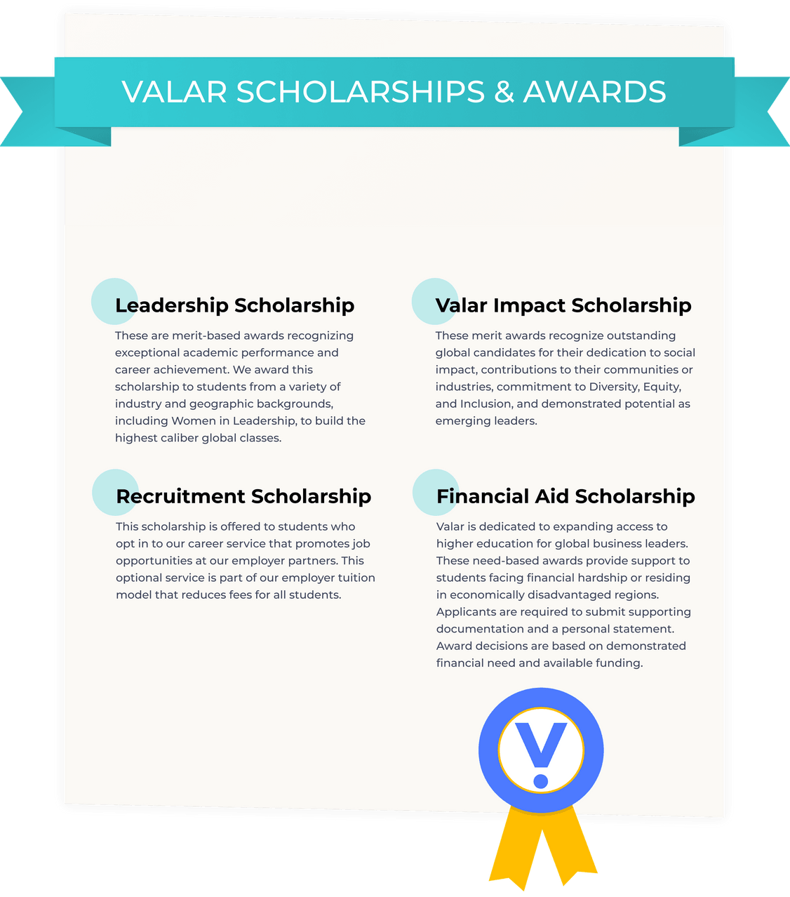 Certificate wrapper for Valar scholarship and awards content