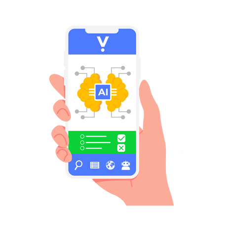 A smartphone/mobile device displaying the Valar learning app interface with colorful sections and a “V” logo