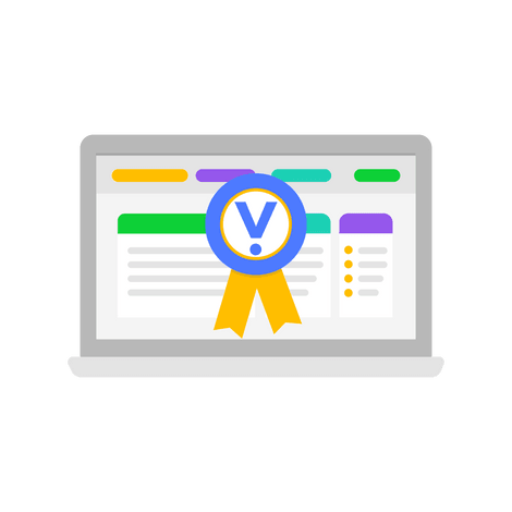 Computer/monitor display showing a Valar certificate with medal/ribbon